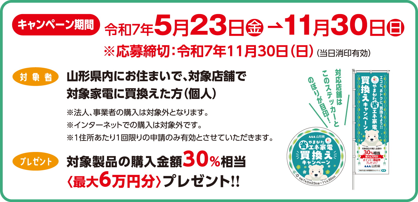 やまがた省エネ家電買換えキャンペーン キャンペーン期間 PC